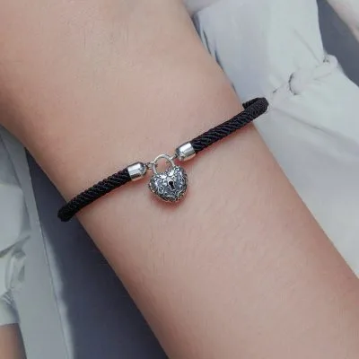 Vòng Pandora Dây Bện Bạc Nữ Khóa Trái Tim Esme LILI 089713 2