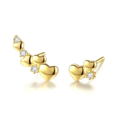 Bông Tai Bạc Nữ Bất đối Xứng đính đá CZ Hình Trái Tim Maci LILI 100364 1