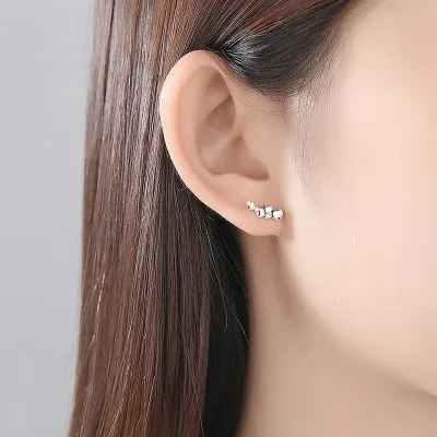 Bông Tai Bạc Nữ Bất đối Xứng đính đá CZ Hình Trái Tim Maci LILI 100364 4