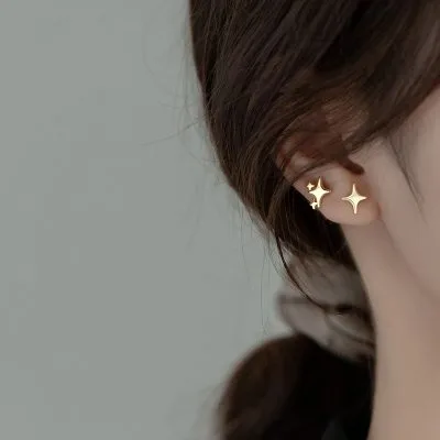 Bông Tai Bạc Nữ Bất đối Xứng Hình ánh Sao Rosalia LILI 102418 2