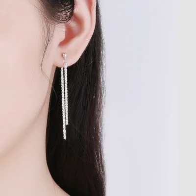 Bông Tai Bạc Nữ Chuỗi Dây Xù Alice LILI 102651 3