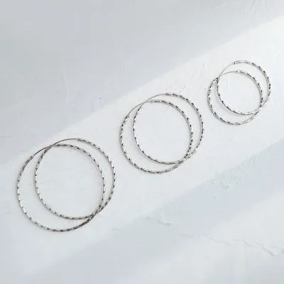 Bông Tai Bạc Nữ Chuỗi Xoắn Tròn Cỡ Lớn Clementine LILI 102530 7