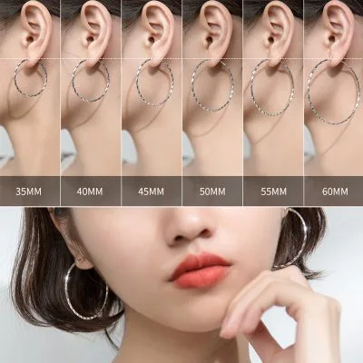 Bông Tai Bạc Nữ Chuỗi Xoắn Tròn Cỡ Lớn Clementine LILI 102530 8