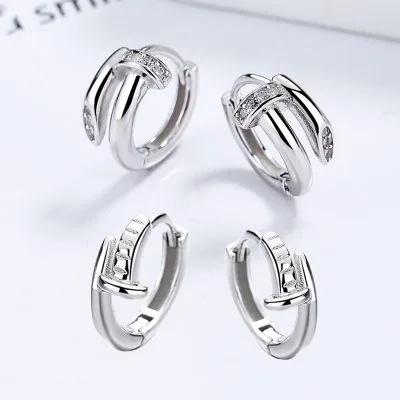 Bông Tai Bạc Nữ Cỡ Nhỏ đính đá CZ Hình đinh Cách điệu Aria LILI 099692 10