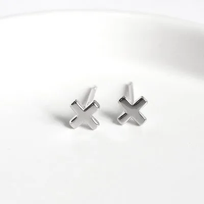 Bông Tai Bạc Nữ Cỡ Nhỏ Hình Chữ Thập Brynleigh LILI 102463 1