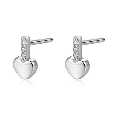 Bông Tai Bạc Nữ Cỡ Nhỏ Mini đính đá CZ Hình Trái Tim Jada LILI 100473 1