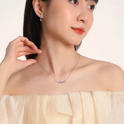 Bông Tai Bạc Nữ Dạng Dài đính đá CZ Chú Bướm Xinh Rowan LILI 092556 2