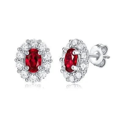 Bông Tai Bạc Nữ đính Ruby Tổng Hợp Bellamy LILI 102140 8