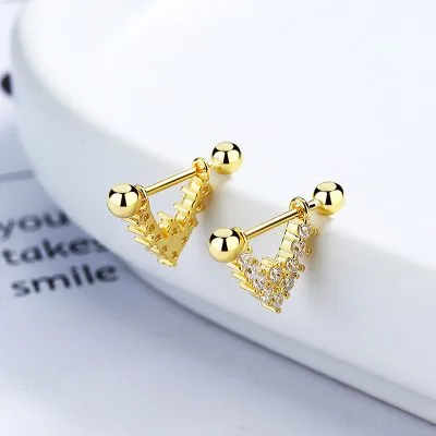Bông Tai Bạc Nữ đính đá CZ Lia LILI 100936 2
