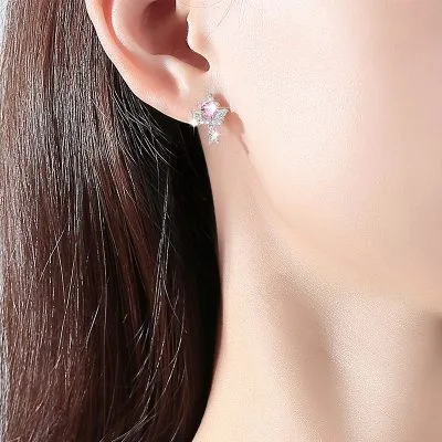 Bông Tai Bạc Nữ đính đá CZ Bùa Tình Yêu Cielo LILI 099635 2
