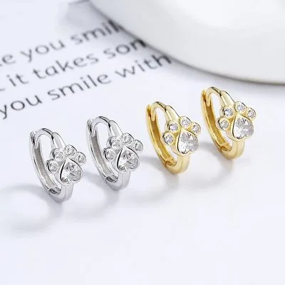 Bông Tai Bạc Nữ đính đá CZ Chân Thú Cưng Merrill LILI 101243 1