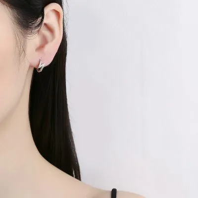 Bông Tai Bạc Nữ đính đá CZ Chữ N Cách điệu Zipporah LILI 102952 3
