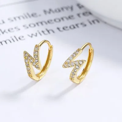 Bông Tai Bạc Nữ đính đá CZ Chữ N Cách điệu Zipporah LILI 102952 5