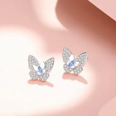 Bông Tai Bạc Nữ đính đá CZ Chú Bướm Trinity LILI 092599 3