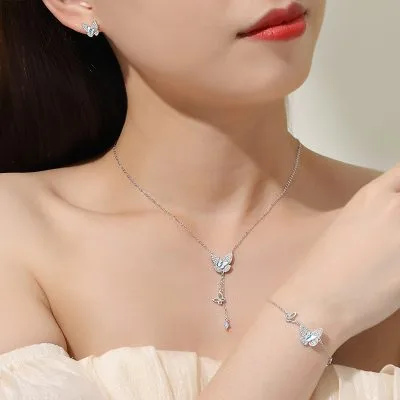Bông Tai Bạc Nữ đính đá CZ Chú Bướm Trinity LILI 092599 4