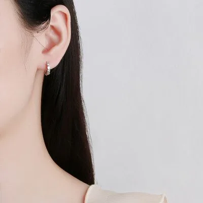 Bông Tai Bạc Nữ đính đá CZ Chuỗi Trái Tim Rene LILI 101326 4