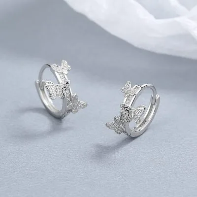 Bông Tai Bạc Nữ đính đá CZ đàn Bướm Xinh Robbie LILI 101337 3
