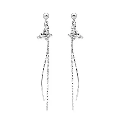 Bông Tai Bạc Nữ đính đá CZ Dạng Dây Dài Hồ điệp Lana LILI 100224 4