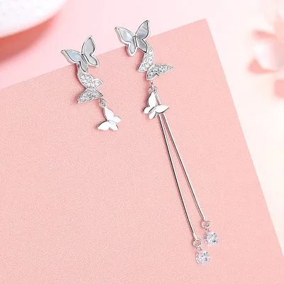 Bông Tai Bạc Nữ đính đá CZ Dạng Dây Dài Hồ điệp Vida LILI 100827 1