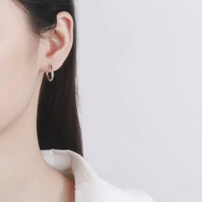 Bông Tai Bạc Nữ đính đá CZ Dạng Xoắn Caroline LILI 102337 3