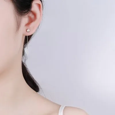 Bông Tai Bạc Nữ đính đá CZ Dây Dài Magdalena LILI 102982 4