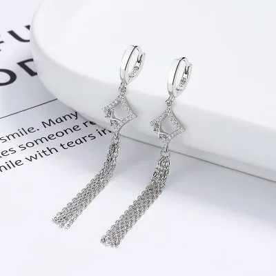 Bông Tai Bạc Nữ đính đá CZ Hình ánh Sao Marion LILI 101152 4
