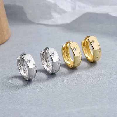 Bông Tai Bạc Nữ đính đá CZ Hình ánh Sao Milan LILI 101351 1