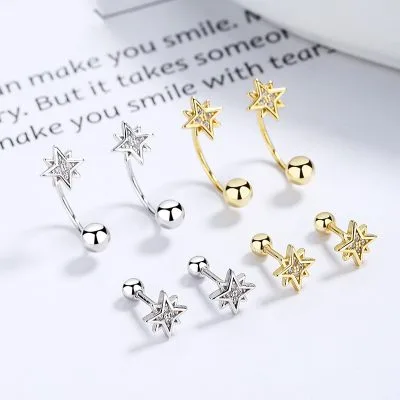 Bông Tai Bạc Nữ đính đá CZ Hình ánh Sao Nova LILI 099760 1
