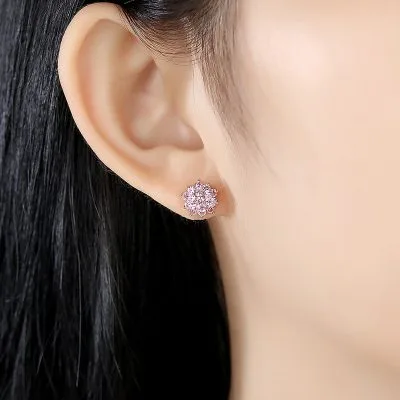 Bông Tai Bạc Nữ đính đá CZ Hình Bông Hoa Tuyết Lyra LILI 100336 2