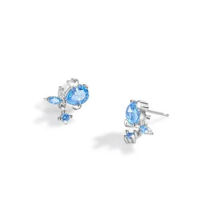 Bông Tai Bạc Nữ đính đá CZ Hình Cá Dễ Thương Vada LILI 100694 4
