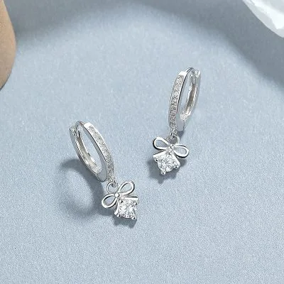 Bông Tai Bạc Nữ đính đá CZ Hình Chiếc Nơ Xinh Xắn Ariel LILI 101271 5