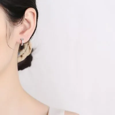 Bông Tai Bạc Nữ đính đá CZ Hình Chữ T Mila LILI 099719 3