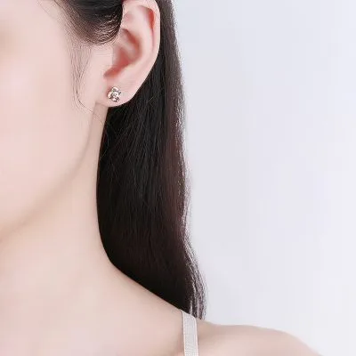 Bông Tai Bạc Nữ đính đá CZ Hình Cỏ 4 Lá Adair LILI 101405 3