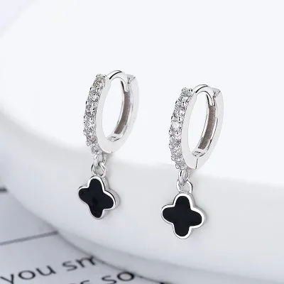 Bông Tai Bạc Nữ đính đá CZ Hình Cỏ 4 Lá Monroe LILI 101387 4