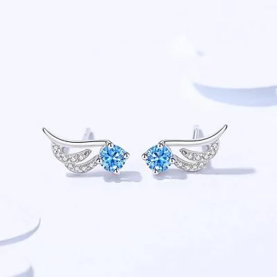 Bông Tai Bạc Nữ đính đá CZ Hình đôi Cánh Thiên Thần Evie LILI 100143 1