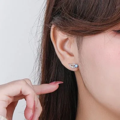 Bông Tai Bạc Nữ đính đá CZ Hình đôi Cánh Thiên Thần Evie LILI 100143 4