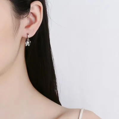 Bông Tai Bạc Nữ đính đá CZ Hình đôi Hồ điệp Jackie LILI 101298 3