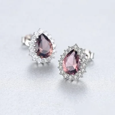 Bông Tai Bạc Nữ đính đá CZ Hình Giọt Nước Ezra LILI 100568 5