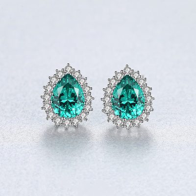 Bông Tai Bạc Nữ đính đá CZ Hình Giọt Nước Ezra LILI 100568 6