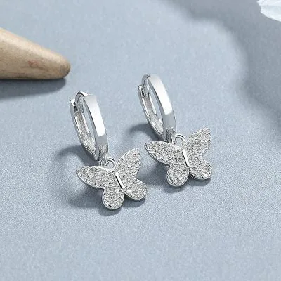 Bông Tai Bạc Nữ đính đá CZ Hình Hồ điệp Casey LILI 101286 6