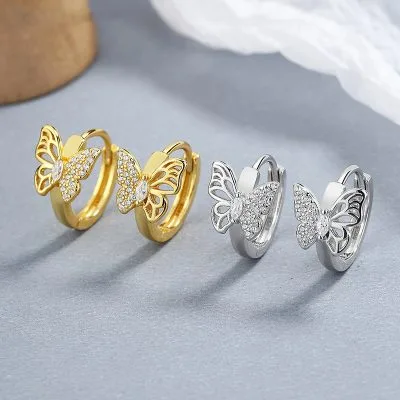 Bông Tai Bạc Nữ đính đá CZ Hình Hồ điệp Darian LILI 101334 1