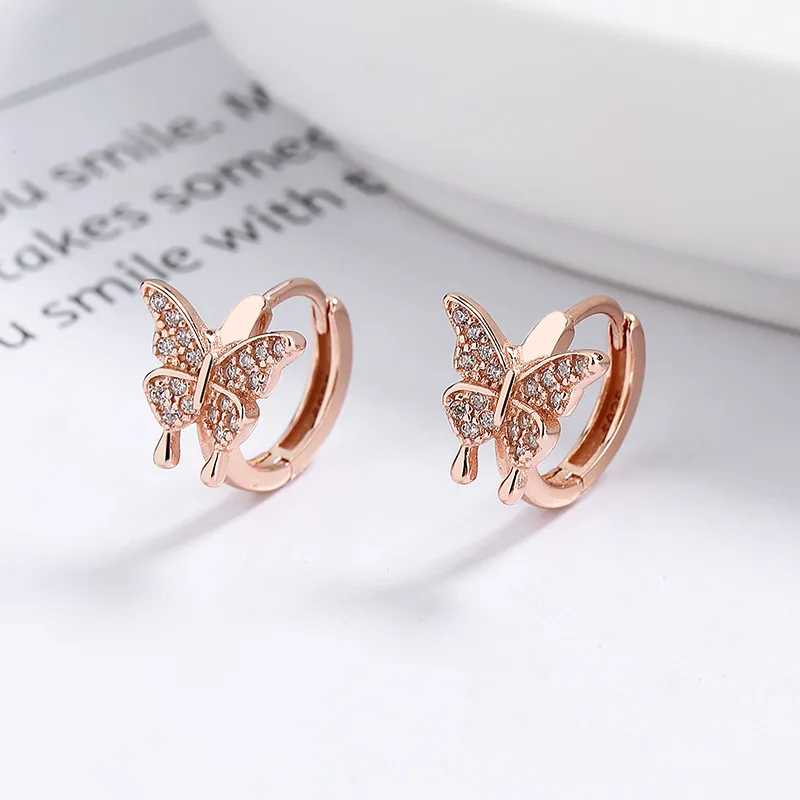 Bông Tai Bạc Nữ đính đá CZ Hình Hồ điệp Devan LILI 101367 2