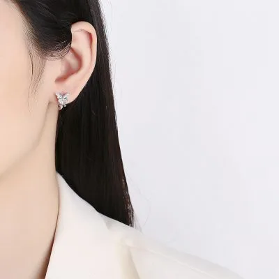 Bông Tai Bạc Nữ đính đá CZ Hình Hồ điệp Devan LILI 101367 3