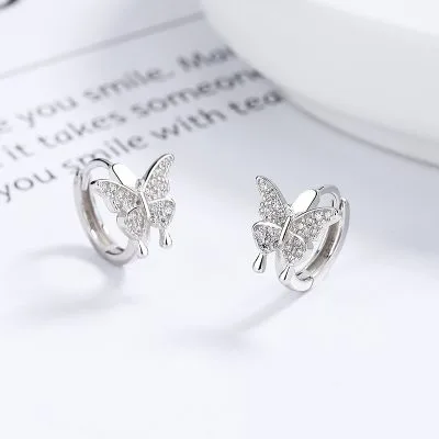 Bông Tai Bạc Nữ đính đá CZ Hình Hồ điệp Devan LILI 101367 4
