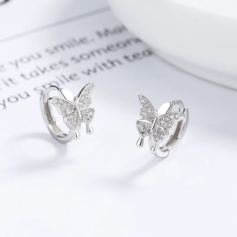 Bông Tai Bạc Nữ đính đá CZ Hình Hồ điệp Devan LILI 101367 4