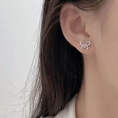 Bông Tai Bạc Nữ đính đá CZ Hình Hồ điệp Elia LILI 100710 3