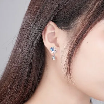 Bông Tai Bạc Nữ đính đá CZ Hình Hồ điệp Lena LILI 100132 3