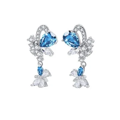 Bông Tai Bạc Nữ đính đá CZ Hình Hồ điệp Lena LILI 100132 5
