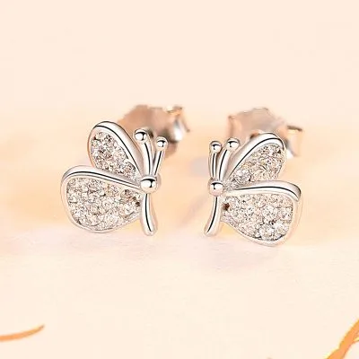 Bông Tai Bạc Nữ đính đá CZ Hình Hồ điệp Maia LILI 100301 4