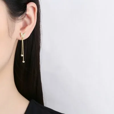 Bông Tai Bạc Nữ đính đá CZ Hình Hồ điệp Ridley LILI 101132 3